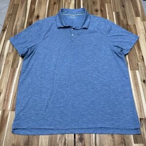J Crew Performance Polo Shirt Mens 2XL Blue Heathered Stretch Golf Collared